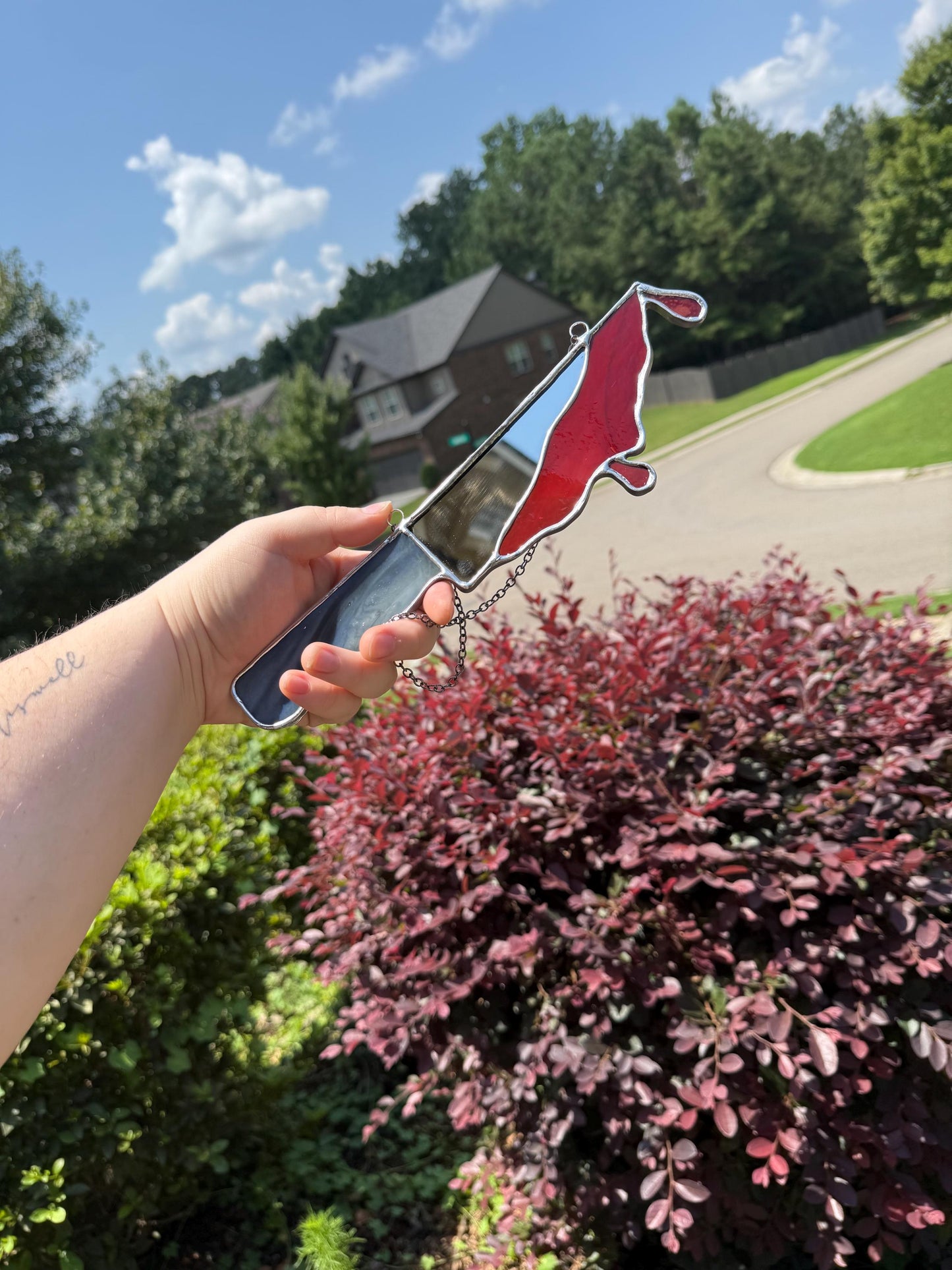 Stained Glass Decorative Bloody Knife